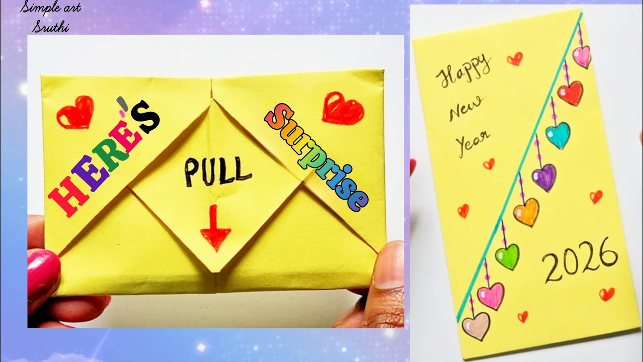 Сделай сам - СЮРПРИЗНАЯ ОТКРЫТКА НА НОВЫЙ ГОД | Оригами-конверт с отрывным язычком | С Новым 2026...