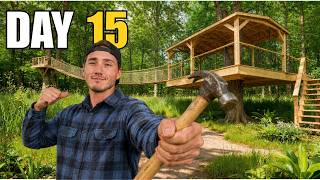 I Spent 19 Days Building This Treehouse in the Woods