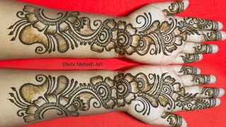 Shaded arabic mehndi designs for front hands