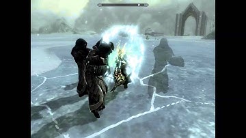 Skyrim Battles - The Greybeards [45 Second Delay Unrelenting Force Shout Test Video]