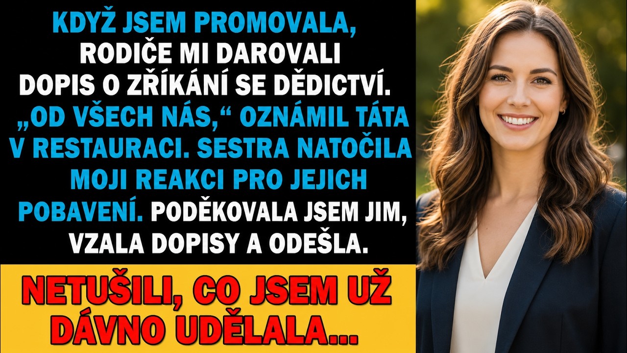 Matka přede mě posunula obálku po ubrusu s chladnou přesností chirurga a řekla: „Nepodporujeme špatná aktiva." Nebylo to přání k promoci. Byla to faktura – podrobný seznam mého dětství, školné,...