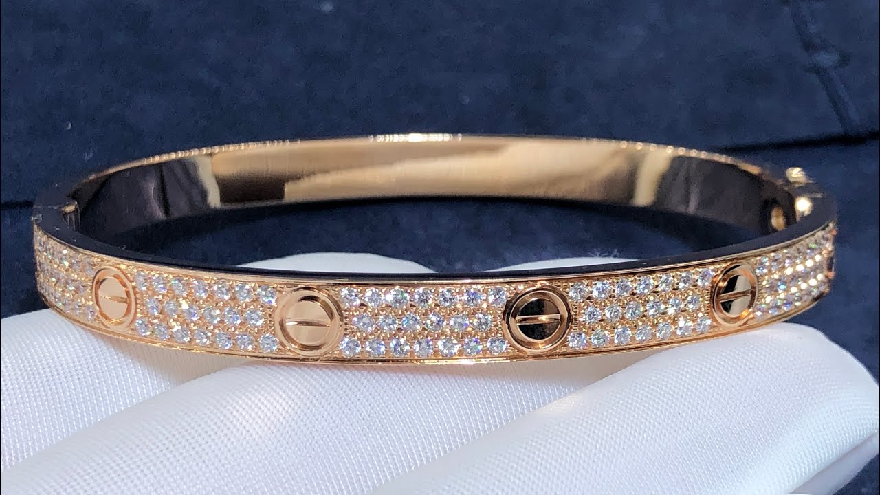Cartier Classic Love Paved Diamond Bracelet,18K Rose Gold Color,Custom-made Jewelry.