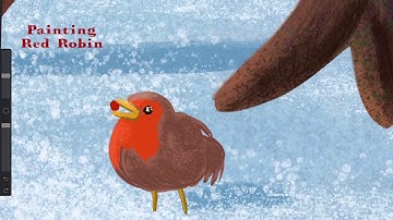 Painting Red Robin in a Snow Forrest in Procreate with Apple Pencil on iPad Pro