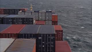 Storm In The Indian Ocean. Vessels Are Fighting With Huge Waves Having Pitching Motion.