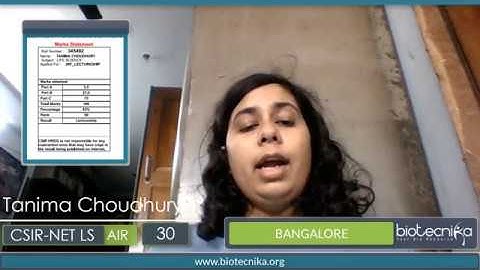 Tanima Choudhury CSIR NET Rank 30 shares her feedback of BioTecNika