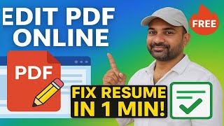 🔴 How to Edit PDF Files Online Free | Edit Resume in PDF Easily (No Software Needed)
