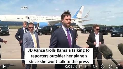 JD Vance trolls Kamala, talks to reporters in front of her plane