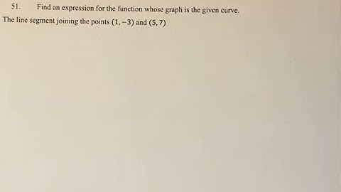 51. Find an expression for the function whose graph is the given curve. The line segment joining the