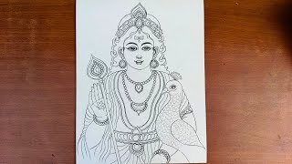 Ayyappa Swamy outline drawing| How to draw Murugan Swamy easy | Ayyappa Swamy drawing|