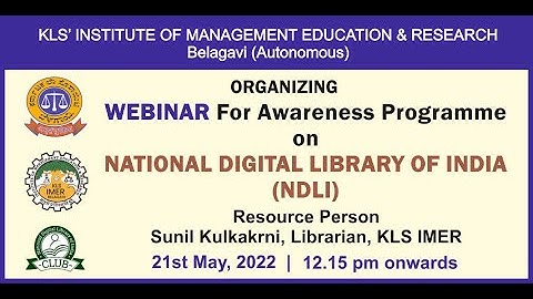 Webinar for Awareness Program on NDLI