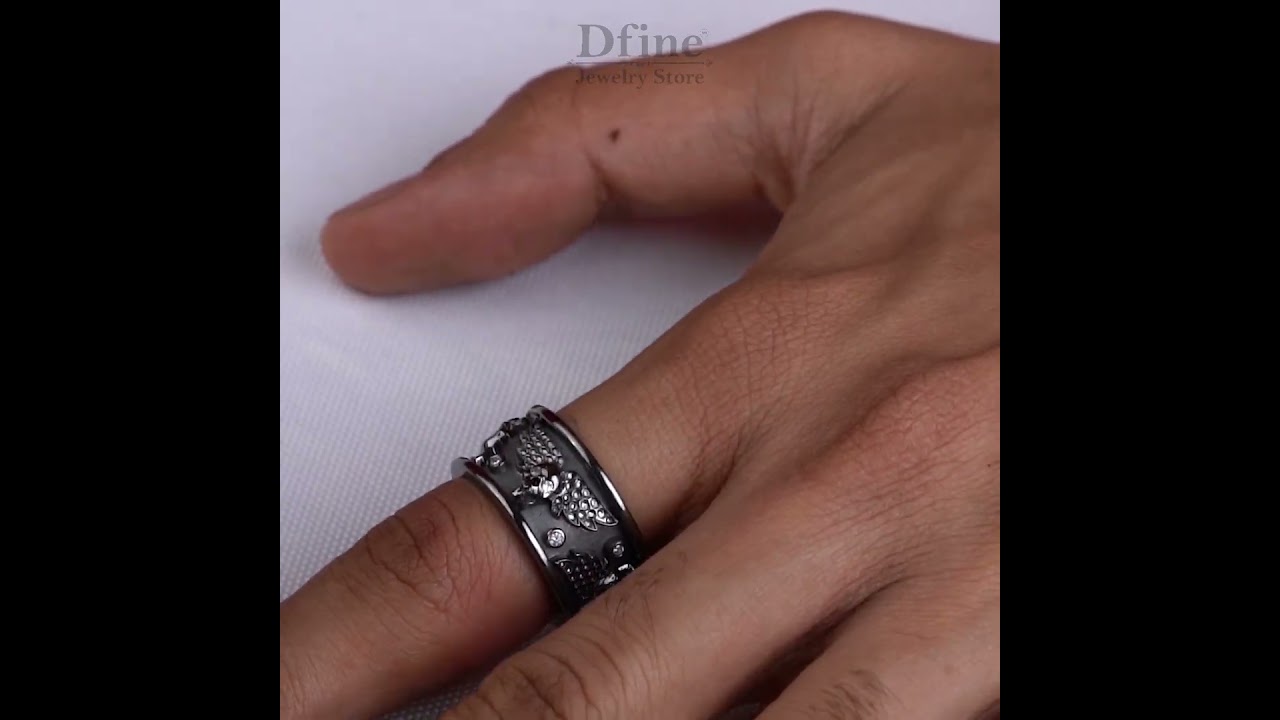 Dark Angel Wings Skull Wedding Band for Men | Gothic Badass Biker Jewelry | Dfine Jewelry Store