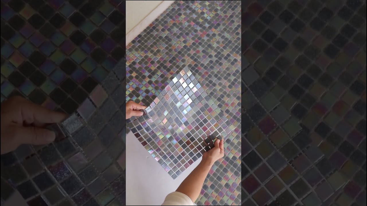Gray Purple Mix Iridescent Vitreous Glass Mosaic Tile | Elegant Design for Modern Interiors