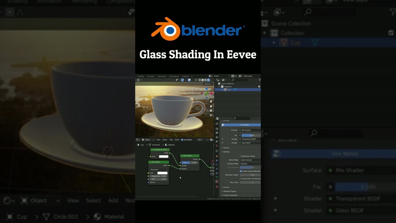 Transparent Glass Shading In Blender Eevee #shorts - YouTube