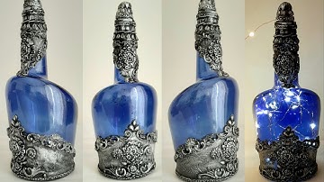 Wine Bottle Art / Antique Bottle / Altered Bottle