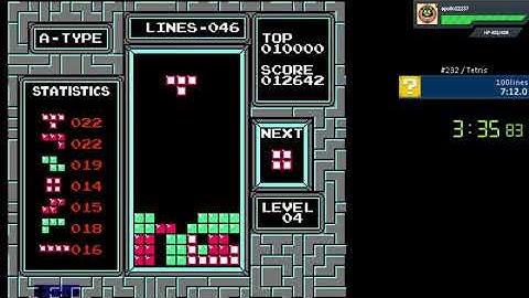 Tetris (NES) 100 lines level 0 start in 7:10