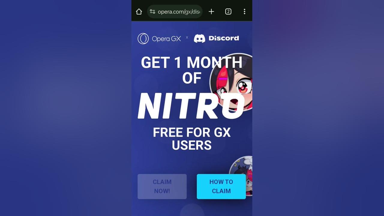 How To Claim Opera Gx Free Nitro Free Discord Nitro 1 Month Free Nitro For Everyone Free