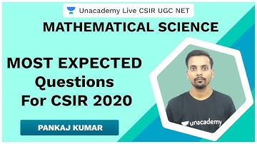 Most Expected Questions in 2020 | Mathematical Science | CSIR UGC NET 2020 | Pankaj Kumar