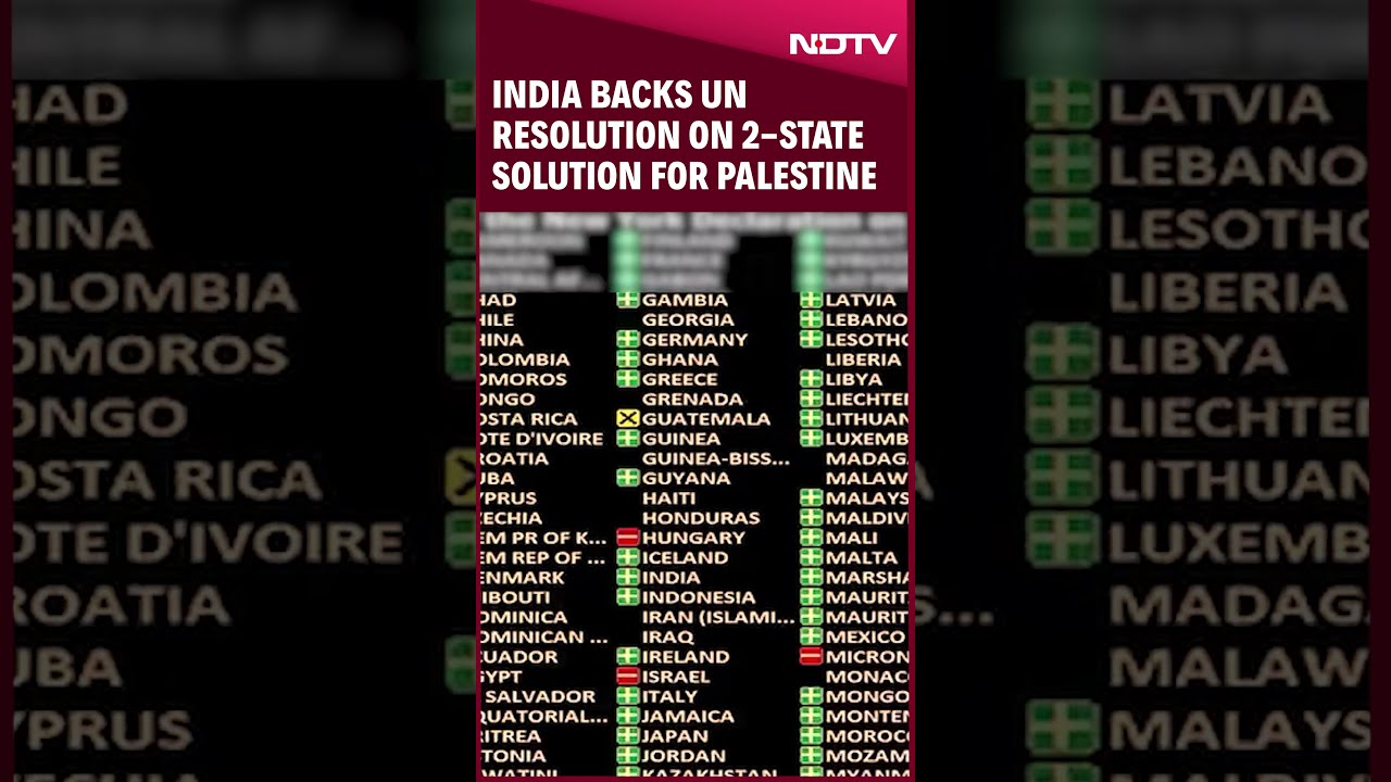 India Backs UN Assembly Resolution Endorsing Two State Solution For Palestine