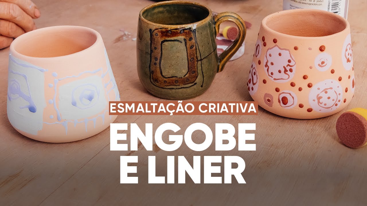 Descobri uma nova forma de esmaltar com engobe e liner! 🎨 | Técnica criativa de cerâmica