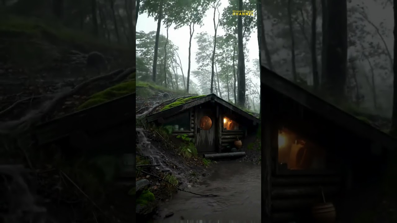 Storm Shelter in the Forest | ASMR Rain, Wind & Hidden Cabin Ambience
