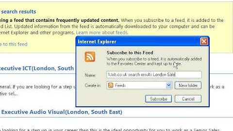 Subscribing to an RSS Feed in Internet Explorer - 1Job.co.uk