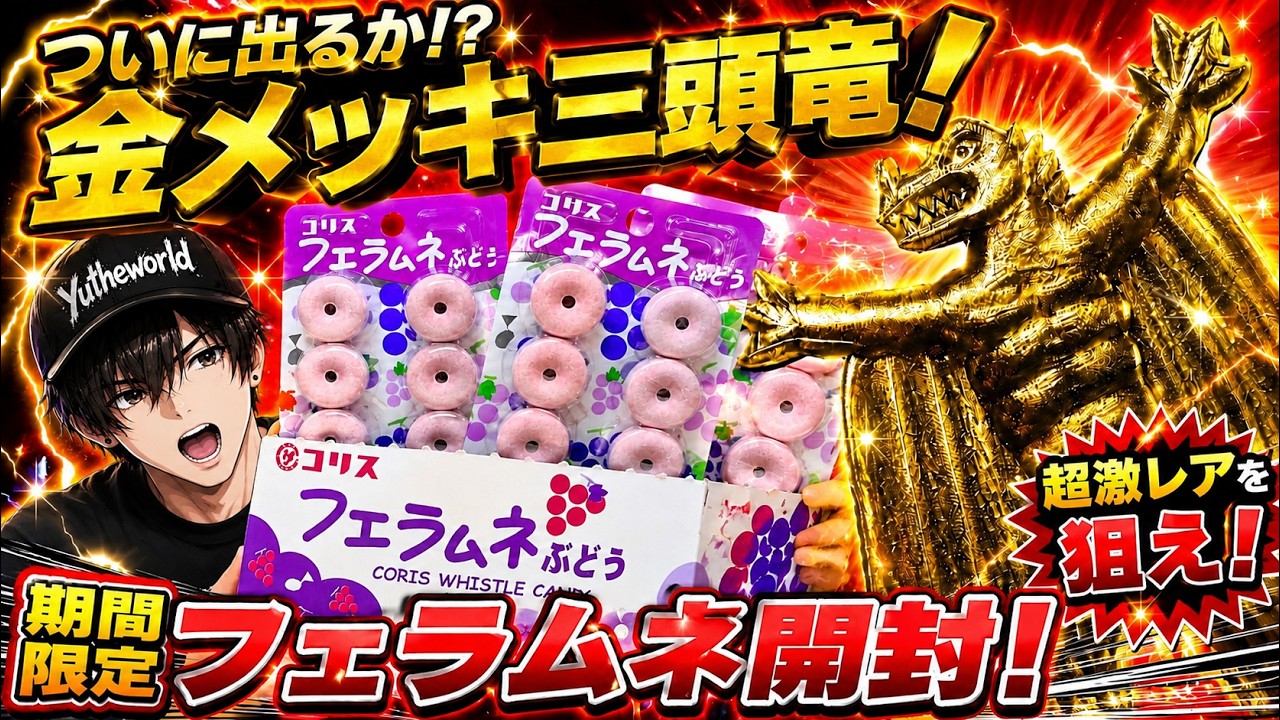 期間限定フエラムネ】ついに出るか！激レア超大当たり「金メッキ三頭竜