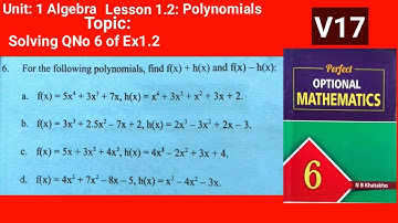 QNo 6 Ex1.2 #Class6PerfectOptionalMathematics U1 Algebra L1.2 Polynomials V17