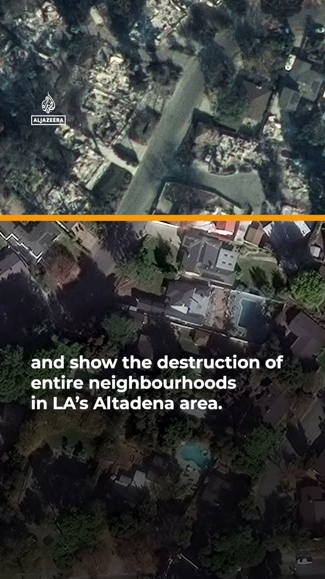 Before and after images show destruction of LA fires | AJ #shorts