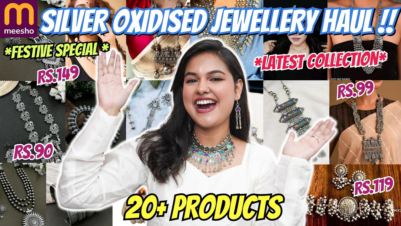 *HUGE* Meesho Silver Oxidised Jewellery Haul🤩 Meesho Jewellery Haul Starts At ₹99 || Varsha Meghani