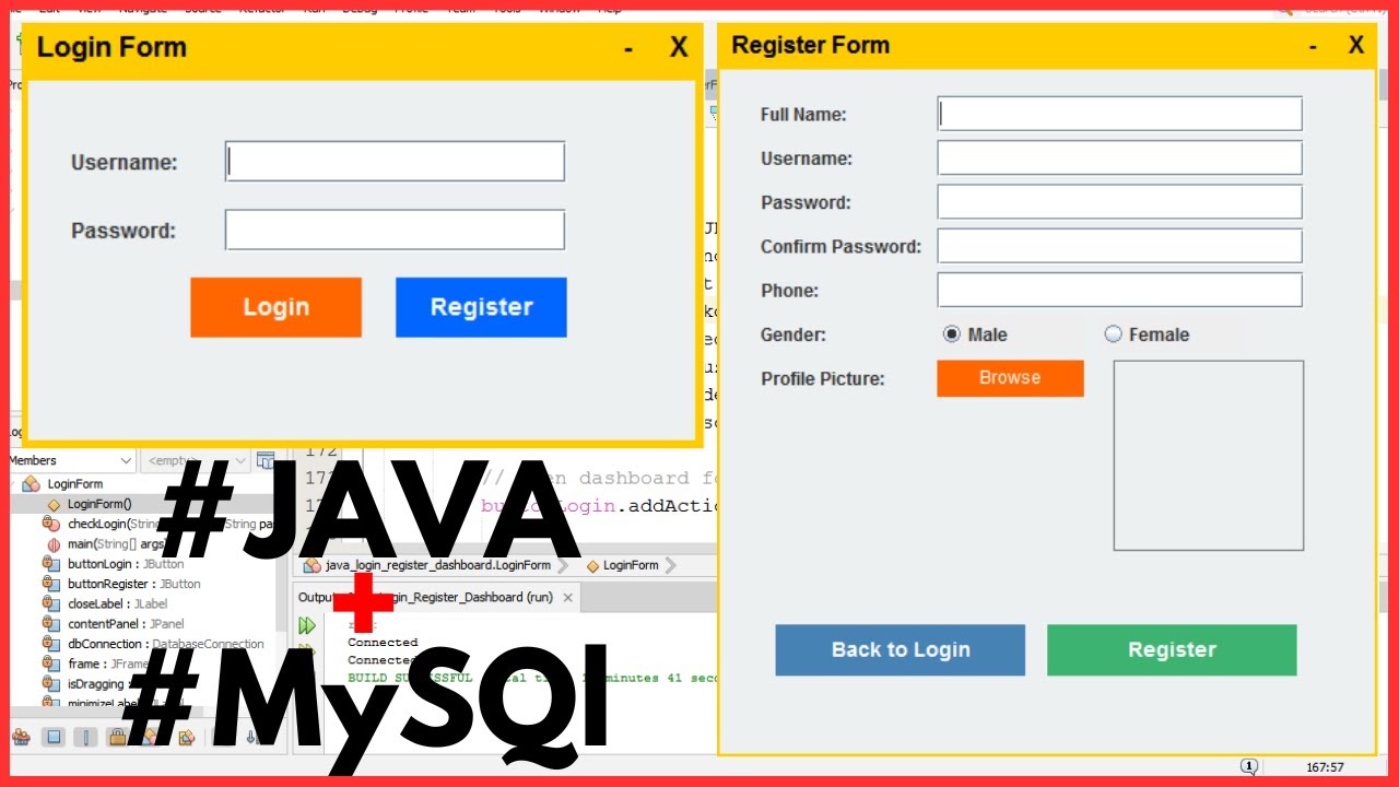 Java Project Tutorial - Connect The Login and Register and Dashboard ...