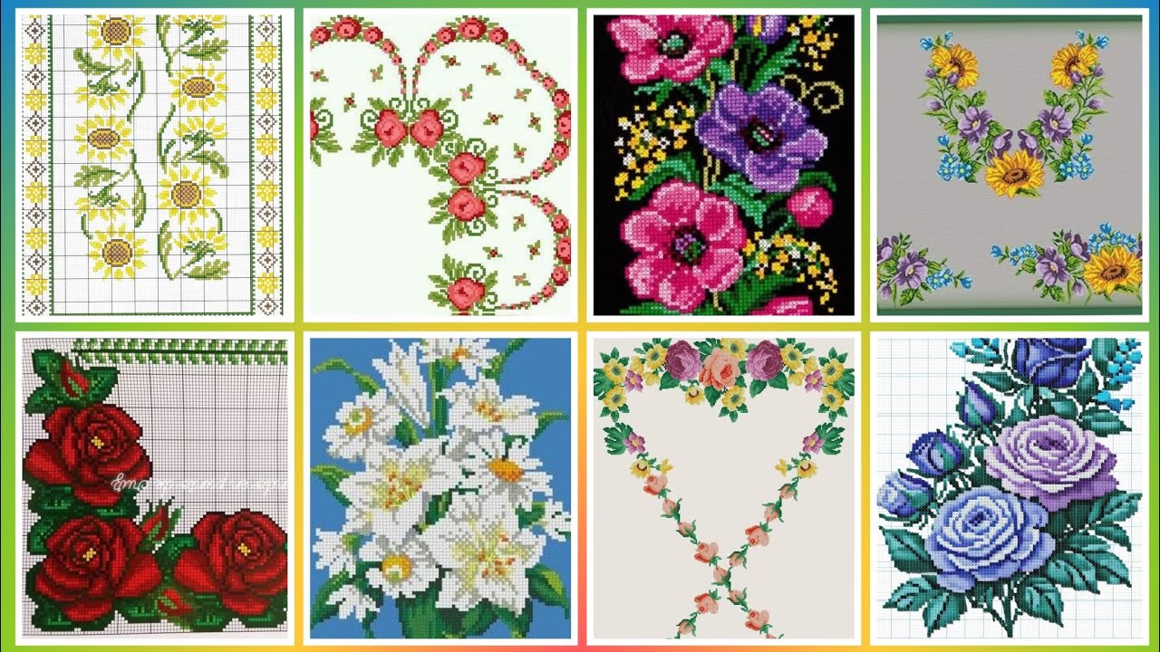 Top 100+ Amazing and Elegant Floral Cross stitch patterns || Charsuti Kerhai Ideas For Everything||