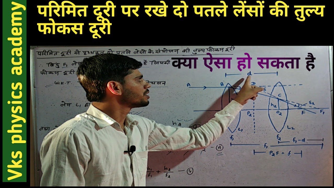 Equivalent focal length of two thin lenses separated by a distance