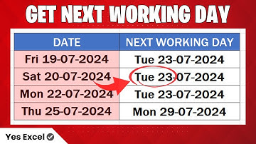 Get Next Working Day in Excel