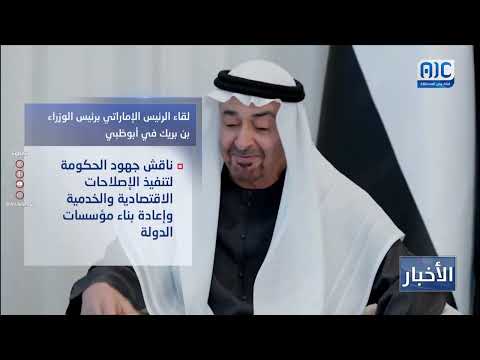 لقاء بين رئيس الإمارات ورئيس الوزراء اليمني بن بريك في أبوظبي