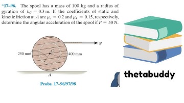 Dynamics 17-96| The pool has a mass of 100 kg and a radius of gyration of kG=0.3 m.