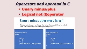 Unary minus operator , unary plus operator and Not (!)operator in C