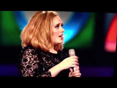 Brit awards 2012 adele cut off and shows middle finger