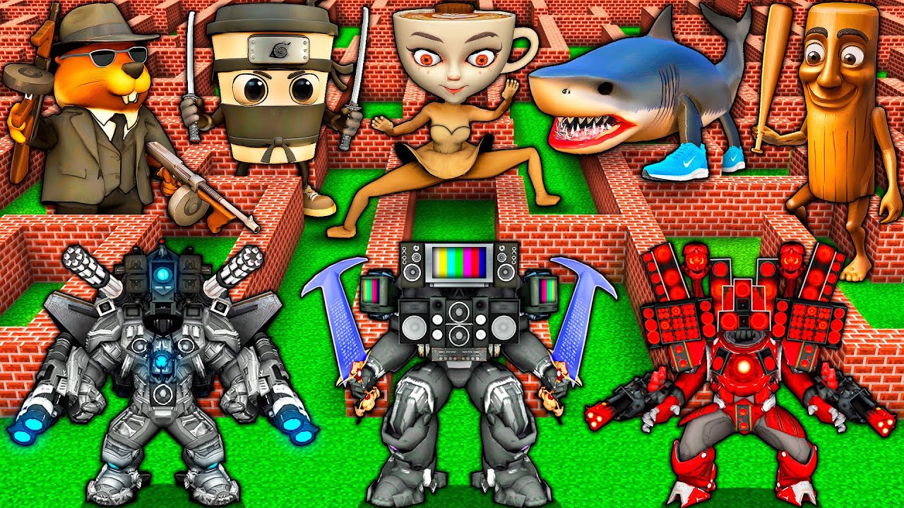 SURVIVAL MAZE of TV TITAN vs BALLERINA CAPPUCCINA and TUNG SAHUR vs BRAINROT in MINECRAFT animation