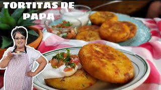 TORTITAS DE PAPA / queso jalapeno tocino  POTATO CAKES / Cheesy bacon jalapeño