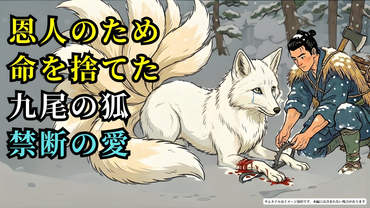 恩人に報いるため、命を捨てた九尾の狐。貧しい木こりに捧げた禁断の愛 (AIフィクション) | 野談 | 伝説 | 昔話 | 説話 | 民話
