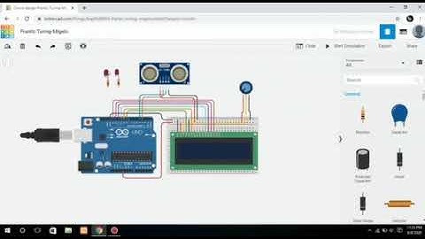 Simulasi pendeteksi jarak parkir dengan Arduino,sensor ultrasonik dan LED Tinkercard