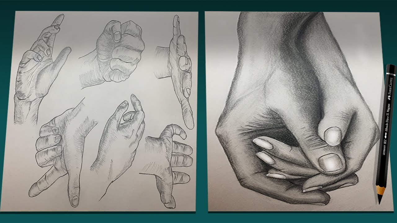 How to draw Hands with black pencil - YouTube