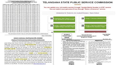 TSPSC Group 1 Prelims Official Key Released | Group 1 OMR Sheets Uploaded | #tspscgroup1