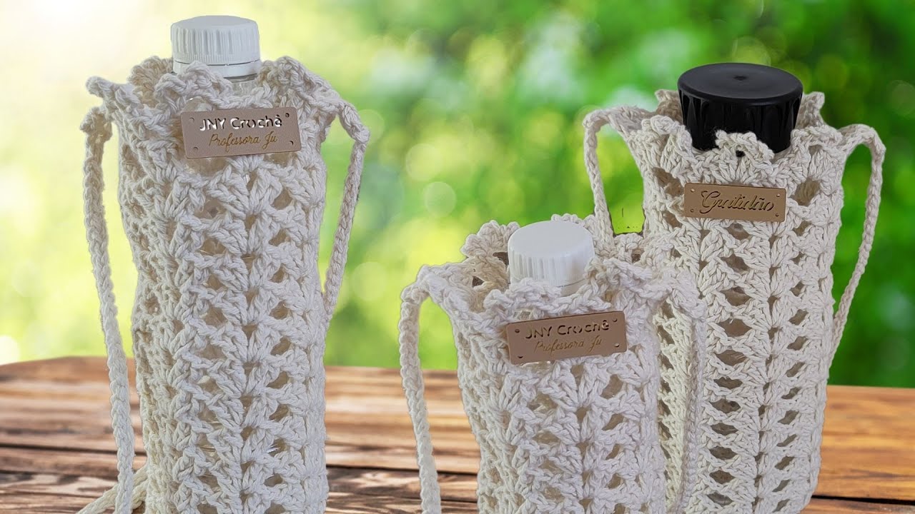 PORTA GARRAFA DE ÁGUA EM CROCHÊ PASSO A PASSO | BOLSA DE CROCHÊ PARA GARRAFA DE ÁGUA FÁCIL E PRÁTICO
