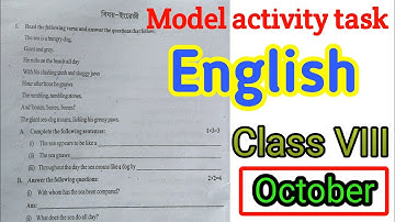 model activity task class 8 english part 8 october, 2021
