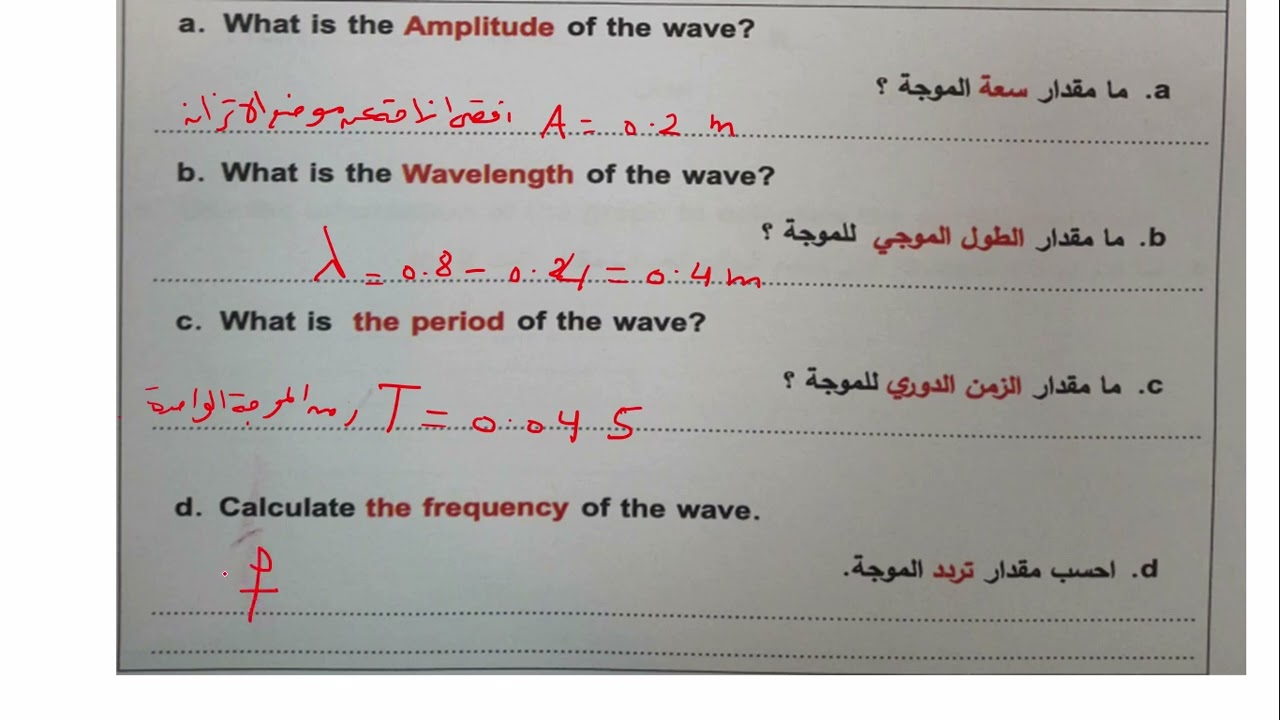 شرح الاختبار الكتابي لمادة الفيزياء صف حادي عشر عام