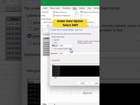 Solution to change the date format in Excel