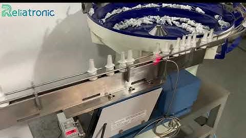 lotion pump feeder with track full stop sensor