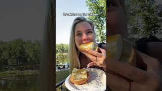 Is this the perfect lake breakfast or just a disappointment? 🥯 lake life #foodie #newaygo