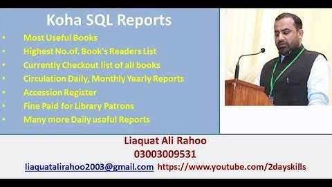 Koha SQL Reports| How to Create Koha SQL Report| Important Customize Reports| Daily issue and return
